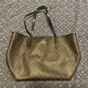 Coach Brown and Black Signature Tote